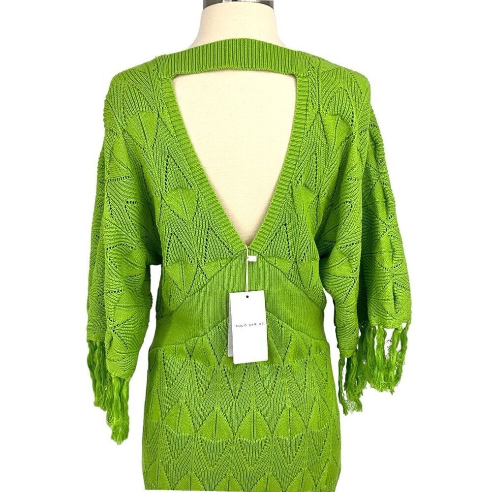 NWT DODO BAR OR Size 42 US 4-6 Simmons Dress Green Knit Tassles Maxi Half Sleeve - Picture 8 of 14